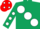 Silk - Dark green body, white large spots, dark green arms, white spots, red cap, white spots