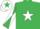 Silk - Emerald green, white star, diabolo on sleeves, white cap, emerald green star
