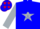 Silk - Blue, red 'hf' in silver star, red and blue stars on silver sleeves