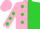 Silk - Pink and lime halves, pink and lime opposing dots