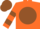 Silk - Orange, orange 'srf' on brown ball, brown bars on sleeves, brown cap