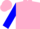 Silk - Pink, blue 't/d' on white raindrop, blue sleeves