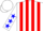 Silk - White and red vertical stripes, white sleeves, blue stars, white cap