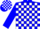 Silk - Blue & white blocks, two blue rings around sleeve
