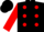 Silk - Black, red 'h' and dots, black bars on red sleeves