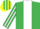 Silk - EMERALD GREEN, white panel, striped sleeves, em.green & yellow striped cap