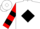 Silk - White, red 'bjk' inside black diamond frame on back, red and black bars on sleeves