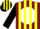 Silk - Burgundy, black eagle emblem inside white ball on front, yellow script 'r' inside 'g' on back, yellow stripes on black sleeves