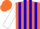 Silk - Orange, poker symbols, blue stripes on white sleeves, orange cap