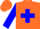 Silk - Orange, blue cross,  blue blocked sleeves