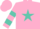 Silk - Pink, black kl in turquoise star, turquoise bars on sleeves