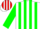 Silk - White, red & green stripes on slvs, golf green on bk