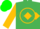 Silk - Emerald green, gold circle and 'jr', gold diamond hoop on sleeves, green cap
