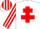 Silk - White, red cross of lorraine, red and white striped sleeves and cap