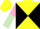 Silk - Yellow and black diagonal quarters, pink and light green halved sleeves