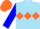 Silk - Sky blue, orange diamond hoop, blue sleeves, orange cap