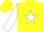 Silk - Yellow,white star,white maple leaf,white maple leaf on sleeves,yellow cap