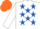 Silk - White, royal blue stars, orange cap