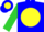 Silk - Blue, blue 'rr' on yellow ball, lime sleeves