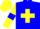 Silk - Blue body, yellow cross belts, yellow arms, blue armlets, yellow cap