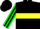 Silk - Black, Yellow hoop and sleeves, Green and Black stripes on cap