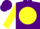 Silk - Purple, purple 'd' on yellow ball, purple bars on yellow sleeves, purple cap