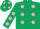 Silk - Dark green body, pink spots, dark green arms, pink spots, dark green cap, pink spots