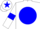 Silk - White body, blue disc, white arms, blue armlets, white cap, blue star