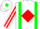Silk - White, red diamond, red diamond and green dot braces, red diamond stripe on sleeves