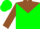 Silk - Hunter green, brown vertical arrows, brown yoke and arrows on sleeves, hunter green cap