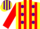 Silk - Yellow, purple dots, red stripes on sleeves