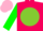 Silk - Hot pink, apple green ball, black 'jo', green sleeves, pink cap, green visor and button