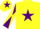 Silk - Yellow, purple star, purple and yellow diabolo on sleeves, yellow cap, purple star