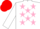 Silk - White, Pink stars, White sleeves, Red cap
