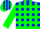 Silk - Blue, green blocks, green stripes on slvs