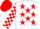 Silk - White, Red stars, check sleeves, Red cap