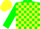Silk - Green, yellow blocks on green sleeves, yellow cap