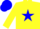 Silk - Yellow, blue star, blue 'fate', blue star on sleeves, blue cap