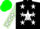 Silk - Black, white star, white stars on light green sleeves, white stars on green cap
