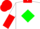 Silk - White, red collar, green diamond, white 'a', white and red halved sleeves, red cap