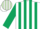 Silk - White, light green man emblem, dark green stripes on sleeves