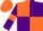 Silk - Orange body, purple quartered, purple arms, orange armlets, orange cap, purple hooped
