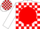 Silk - White, white 'ho' in red ball, red blocks on white sleeves
