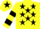 Silk - Yellow, Black stars, hooped sleeves, Yellow cap, Black star