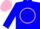 Silk - Blue, pink 'dm' in pink circle, blue and pink cap
