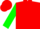 Silk - Red, black 'h' above horse emblem, green sleeves