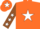 Silk - Orange, white star, brown sleeves, white stars, orange cap, white star