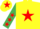 Silk - Yellow, red star, emerald green sleeves, red stars, yellow cap, red star