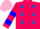 Silk - Hot pink, royal blue dots, blue bars on sleeves, pink cap