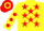 Silk - yellow, red stars, yellow sleeves, red spots, hooped cap